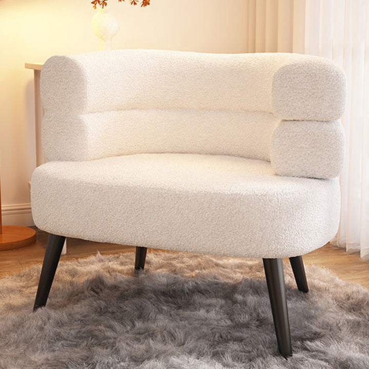 Modern Simplicity Curved Semicircle Sherpa Fabric Carbon Steel Accent Chair Backrest For Living Room