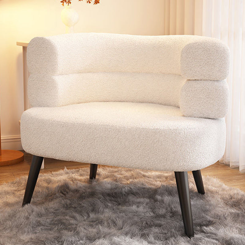Modern Simplicity Curved Semicircle Lambswool Carbon Steel Accent Chair Backrest For Living Room