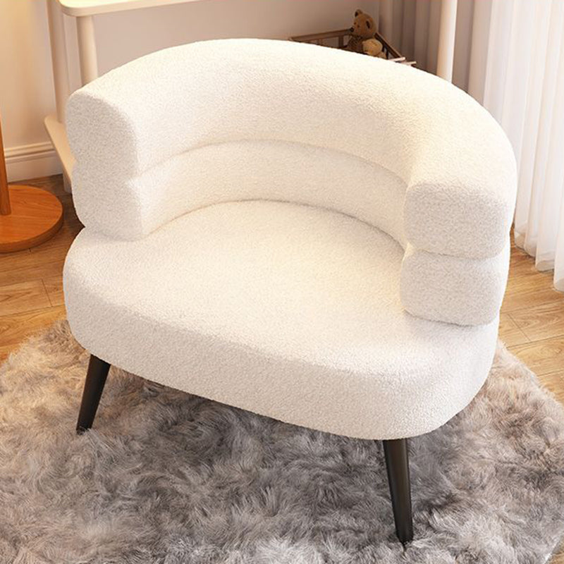 Modern Simplicity Curved Semicircle Lambswool Carbon Steel Accent Chair Backrest For Living Room