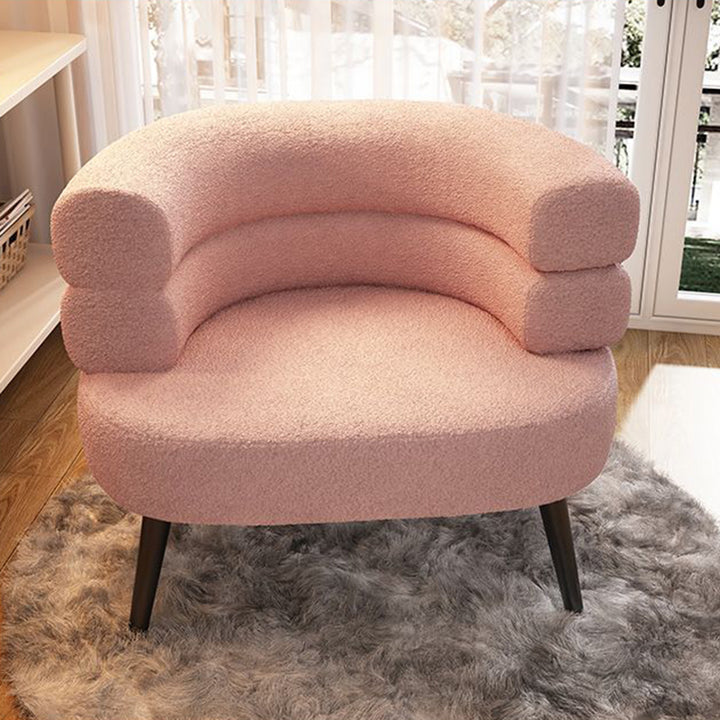 Modern Simplicity Curved Semicircle Sherpa Fabric Carbon Steel Accent Chair Backrest For Living Room