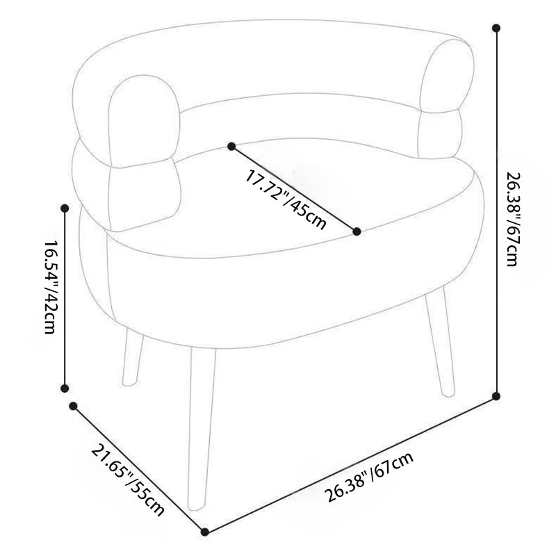 Modern Simplicity Curved Semicircle Lambswool Carbon Steel Accent Chair Backrest For Living Room