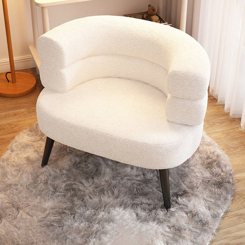 Modern Simplicity Curved Semicircle Lambswool Carbon Steel Accent Chair Backrest For Living Room