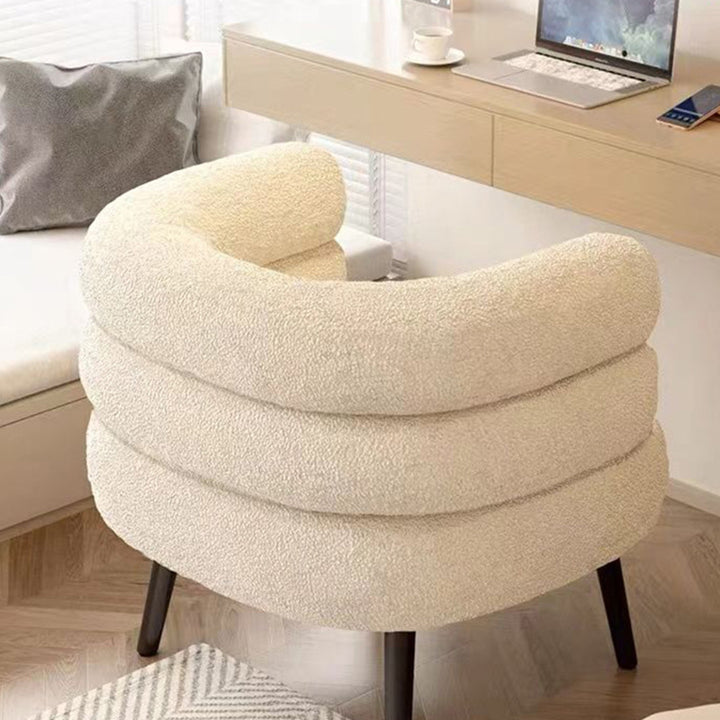 Modern Simplicity Curved Semicircle Sherpa Fabric Carbon Steel Accent Chair Backrest For Living Room