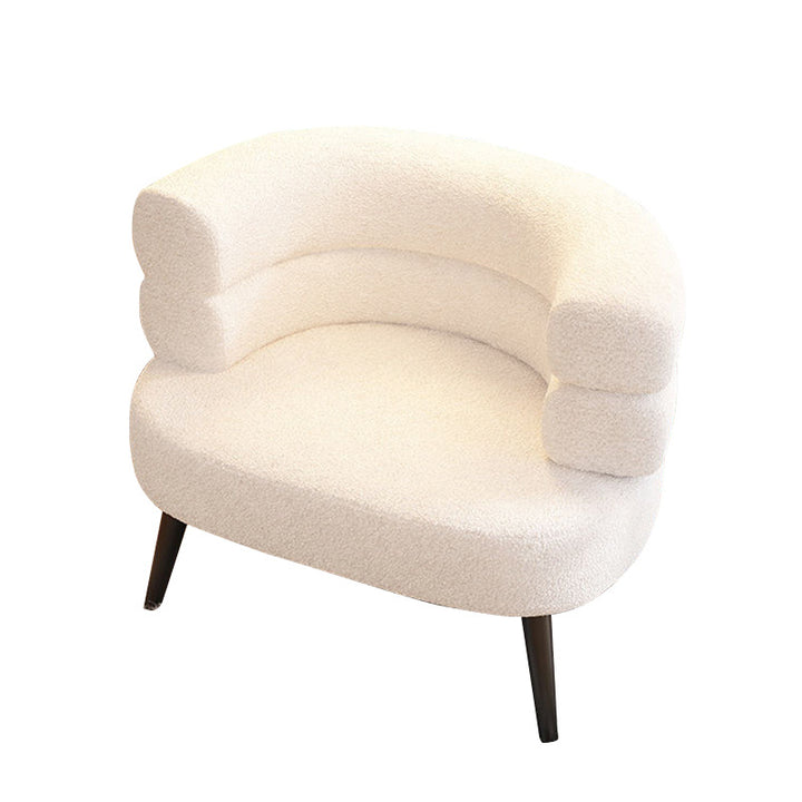 Modern Simplicity Curved Semicircle Sherpa Fabric Carbon Steel Accent Chair Backrest For Living Room
