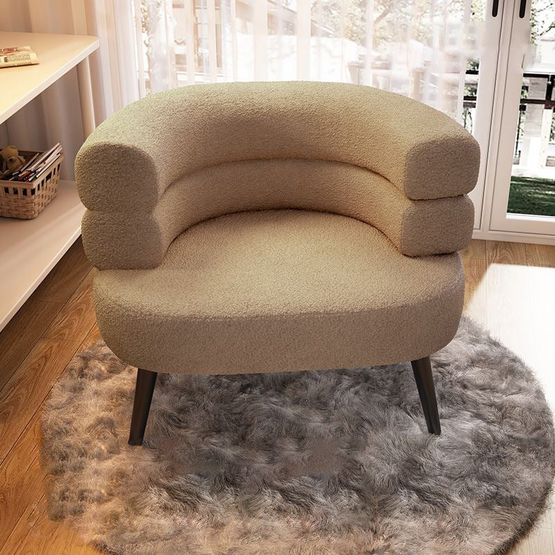 Modern Simplicity Curved Semicircle Lambswool Carbon Steel Accent Chair Backrest For Living Room