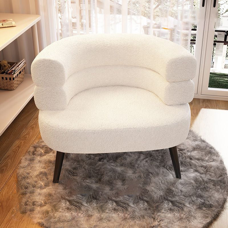 Modern Simplicity Curved Semicircle Lambswool Carbon Steel Accent Chair Backrest For Living Room