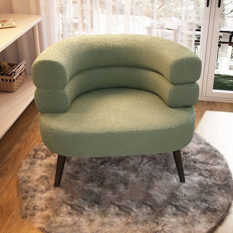 Modern Simplicity Curved Semicircle Lambswool Carbon Steel Accent Chair Backrest For Living Room