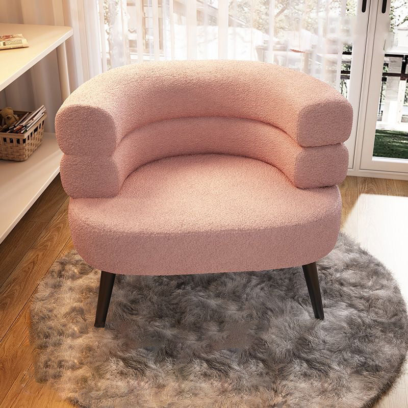 Modern Simplicity Curved Semicircle Lambswool Carbon Steel Accent Chair Backrest For Living Room