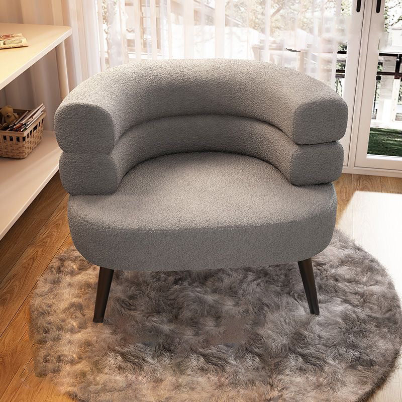 Modern Simplicity Curved Semicircle Lambswool Carbon Steel Accent Chair Backrest For Living Room