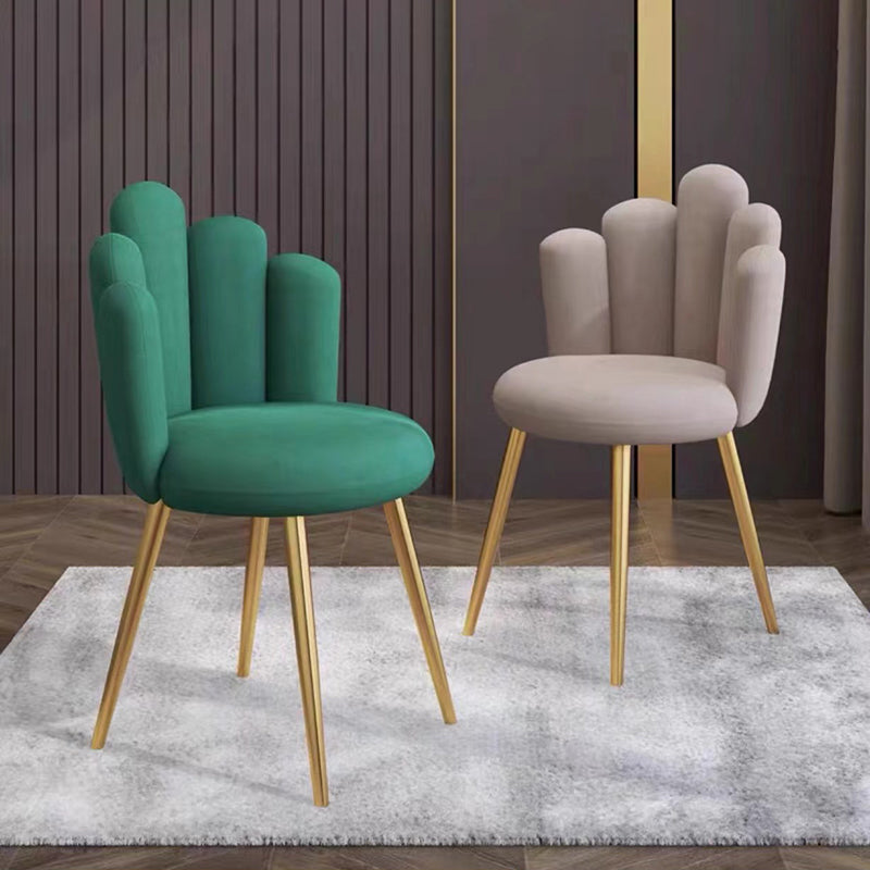 Contemporary Scandinavian Five Finger Shape Round Flannel Iron Vanity Stool Backrest For Bedroom