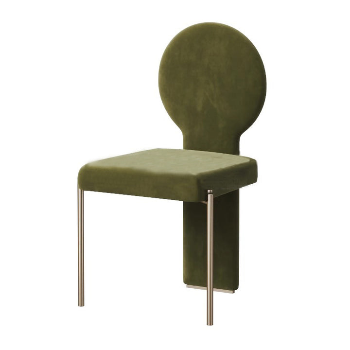 Respaldo de silla de comedor de hierro de terciopelo cuadrado de soporte triangular redondo chino tradicional para comedor 