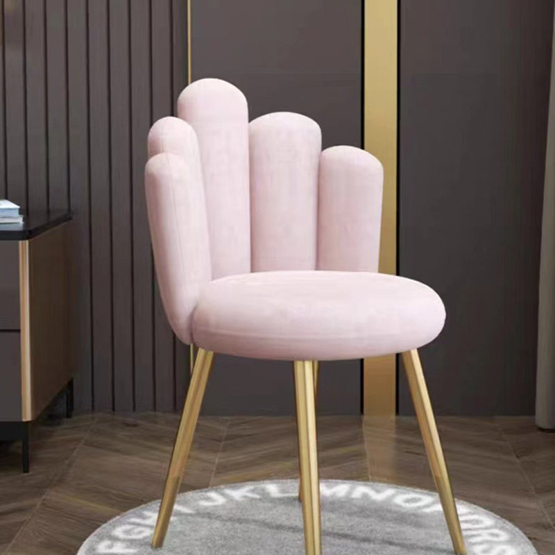Contemporary Scandinavian Five Finger Shape Round Flannel Iron Vanity Stool Backrest For Bedroom