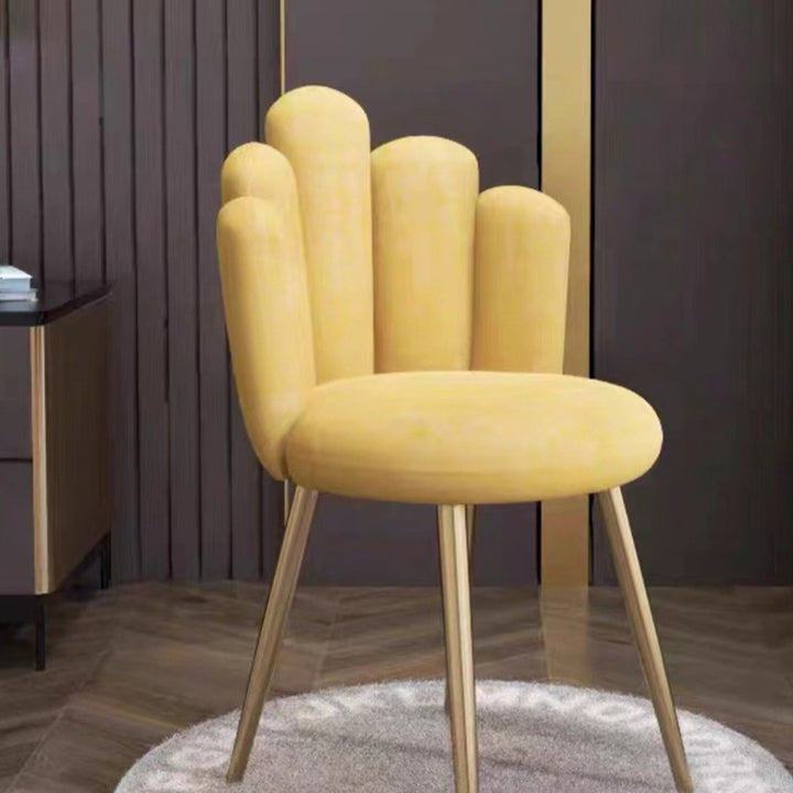 Contemporary Scandinavian Five Finger Shape Round Flannel Iron Vanity Stool Backrest For Bedroom
