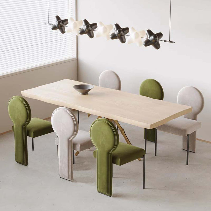 Respaldo de silla de comedor de hierro de terciopelo cuadrado de soporte triangular redondo chino tradicional para comedor 
