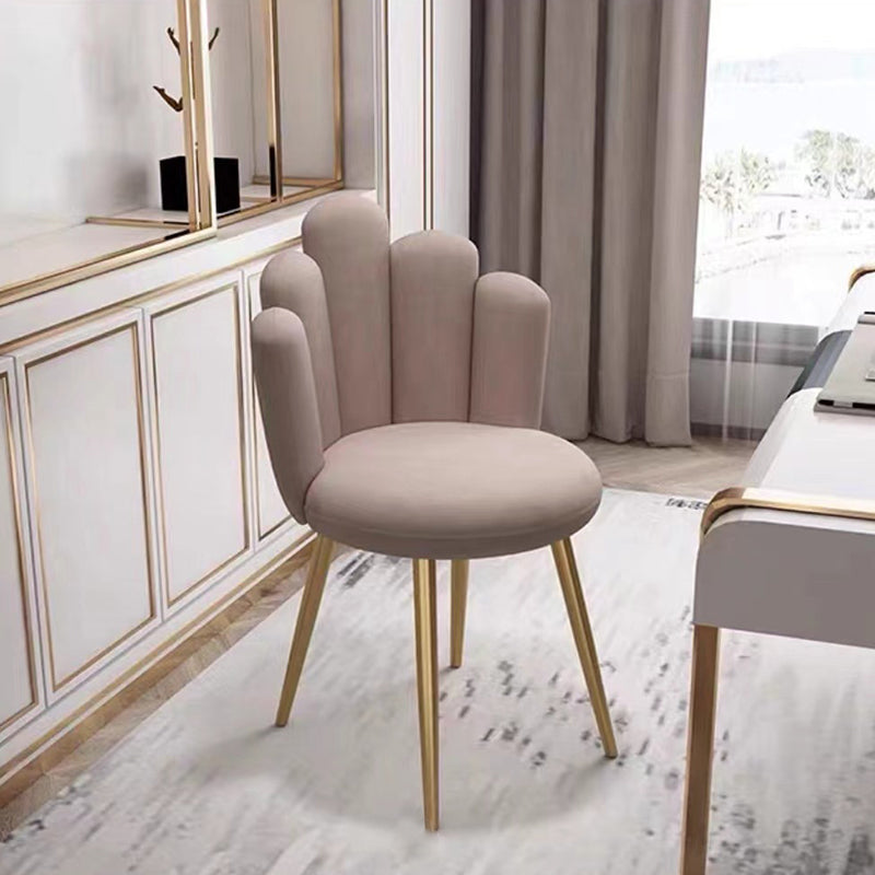 Contemporary Scandinavian Five Finger Shape Round Flannel Iron Vanity Stool Backrest For Bedroom