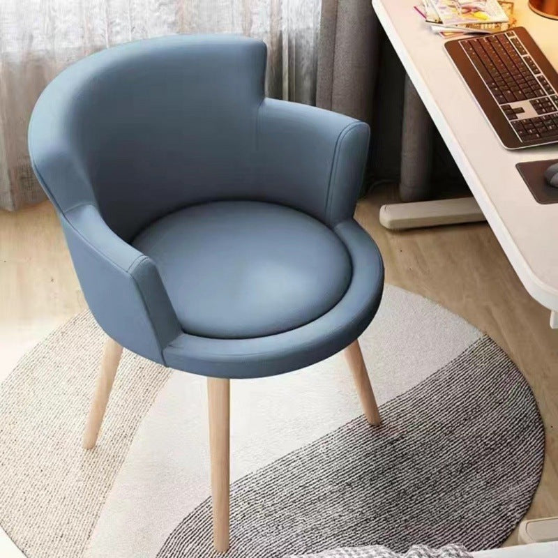 Modern Minimalist Arc Round Rotatable Lift Tech Fabric Solid Wood Carbon Steel Desk Chair Backrest Armrest For Home Office