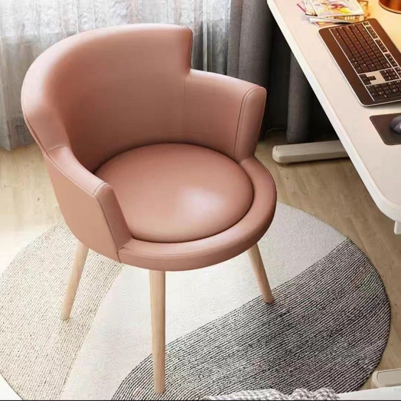 Modern Minimalist Arc Round Rotatable Lift Tech Fabric Solid Wood Carbon Steel Desk Chair Backrest Armrest For Home Office