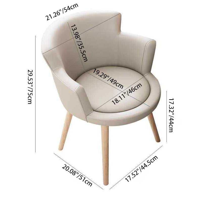 Modern Minimalist Arc Round Rotatable Lift Tech Fabric Solid Wood Carbon Steel Desk Chair Backrest Armrest For Home Office