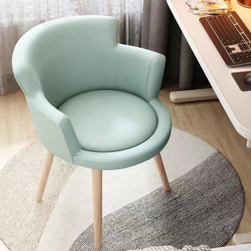 Modern Minimalist Arc Round Rotatable Lift Tech Fabric Solid Wood Carbon Steel Desk Chair Backrest Armrest For Home Office