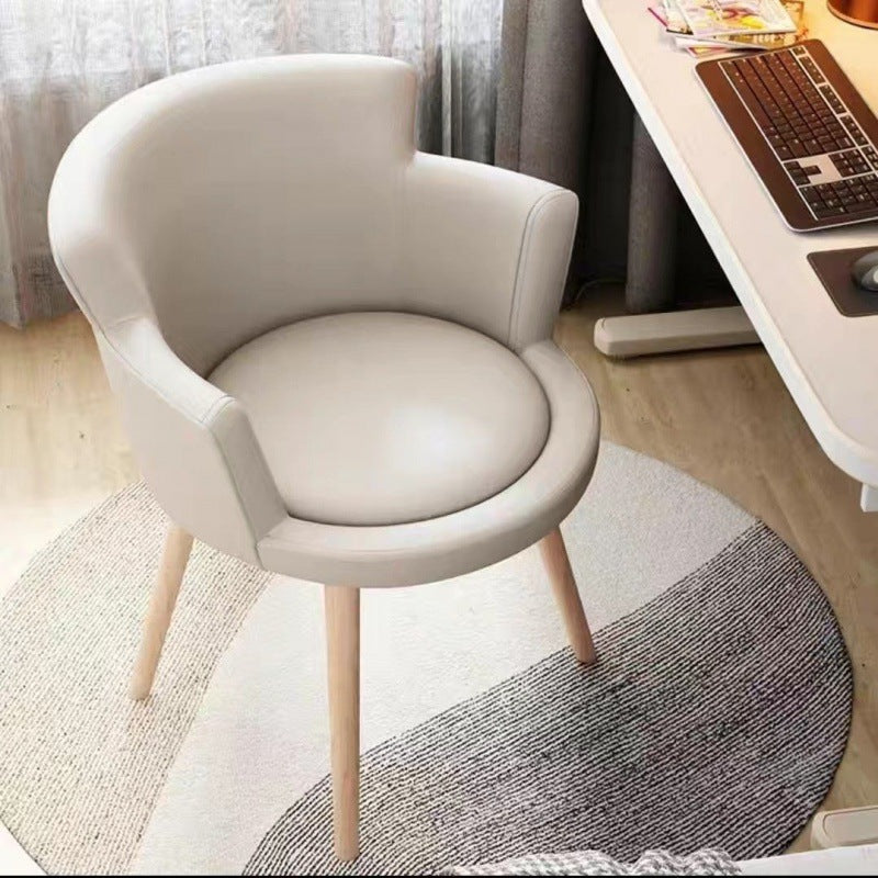 Modern Minimalist Arc Round Rotatable Lift Tech Fabric Solid Wood Carbon Steel Desk Chair Backrest Armrest For Home Office