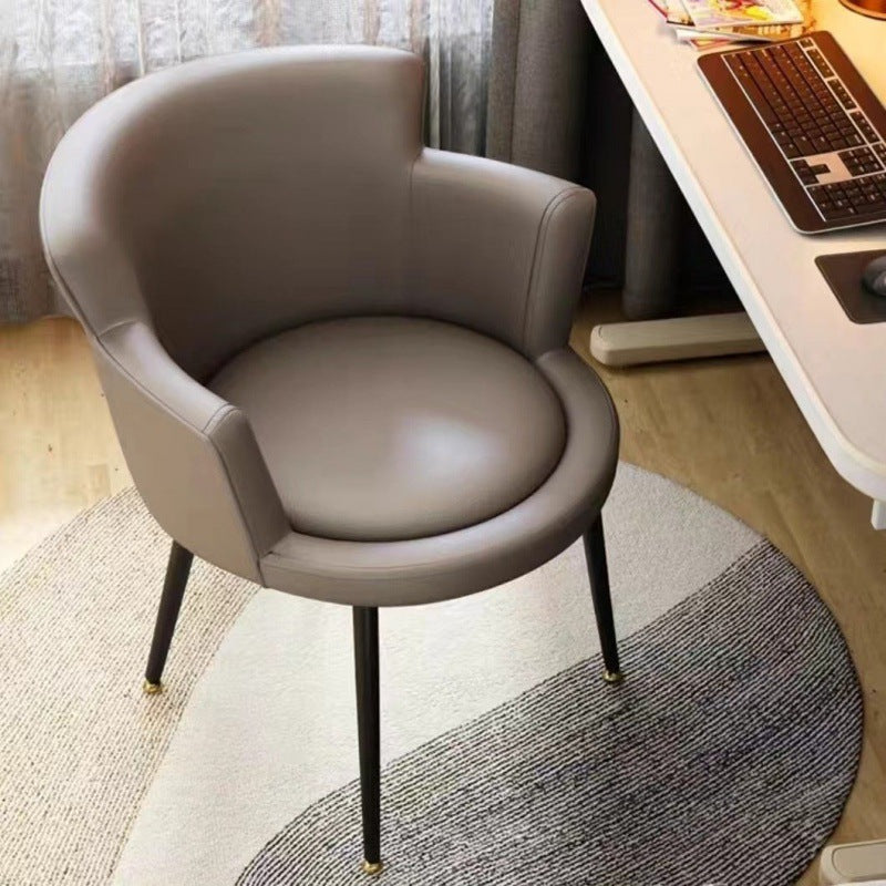 Modern Minimalist Arc Round Rotatable Lift Tech Fabric Solid Wood Carbon Steel Desk Chair Backrest Armrest For Home Office