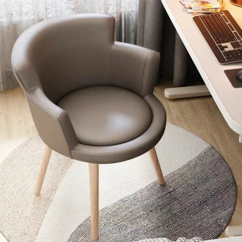 Modern Minimalist Arc Round Rotatable Lift Tech Fabric Solid Wood Carbon Steel Desk Chair Backrest Armrest For Home Office