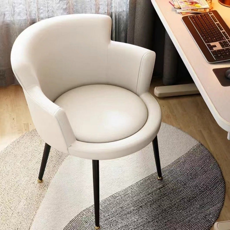 Modern Minimalist Arc Round Rotatable Lift Tech Fabric Solid Wood Carbon Steel Desk Chair Backrest Armrest For Home Office