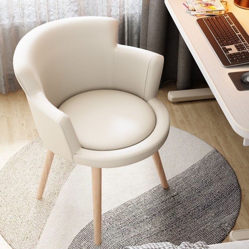 Modern Minimalist Arc Round Rotatable Lift Tech Fabric Solid Wood Carbon Steel Desk Chair Backrest Armrest For Home Office