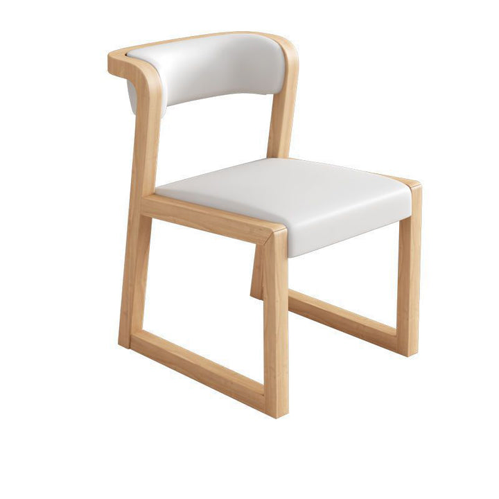 Traditional Chinese Bent Square Right Angle PU Leather Ash Wood Dining Chair Backrest For Dining Room