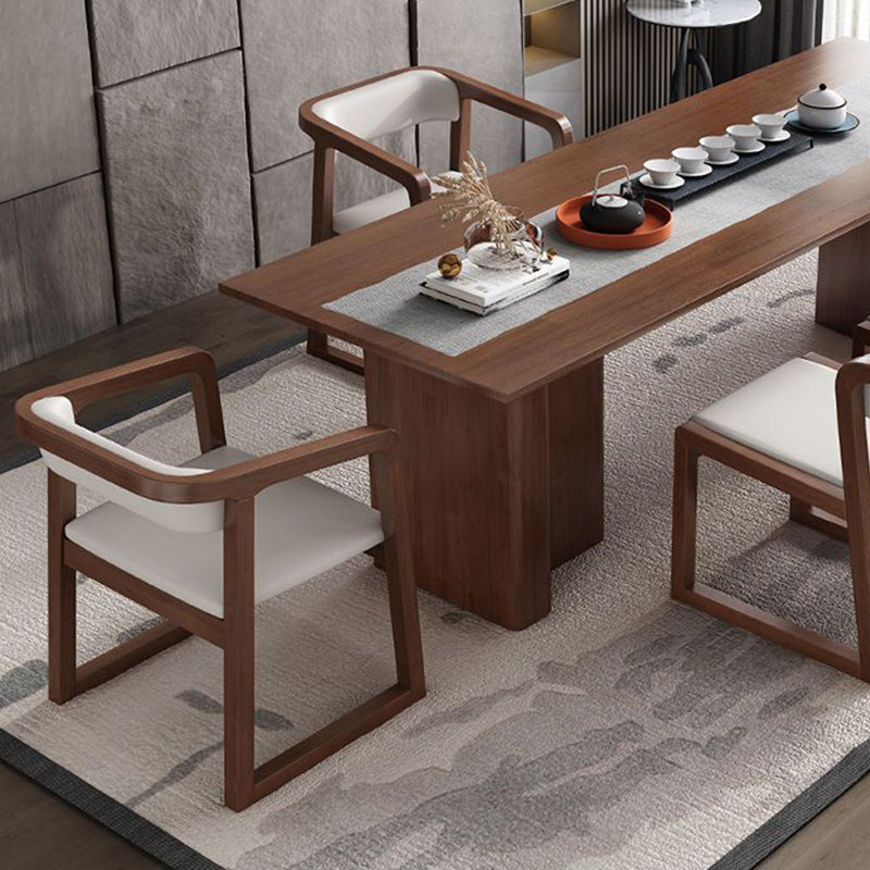 Traditional Chinese Bent Square Right Angle PU Leather Ash Wood Dining Chair Backrest For Dining Room