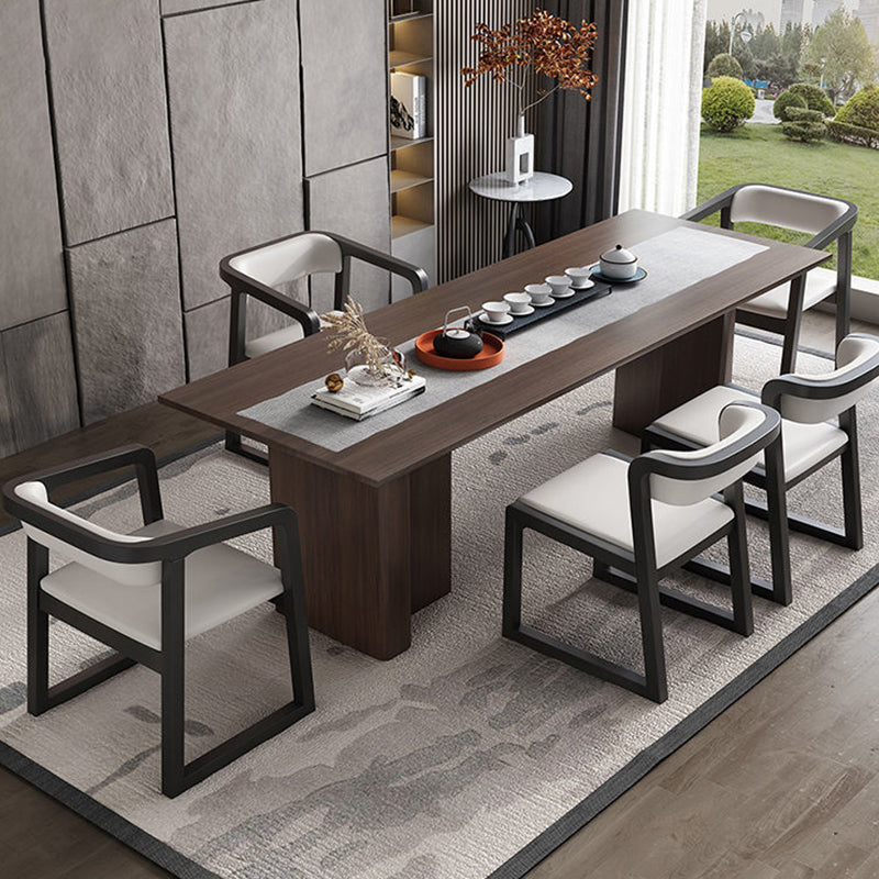 Traditional Chinese Bent Square Right Angle PU Leather Ash Wood Dining Chair Backrest For Dining Room
