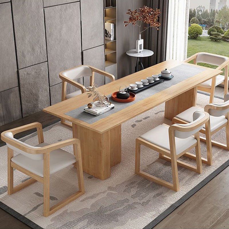 Traditional Chinese Bent Square Right Angle PU Leather Ash Wood Dining Chair Backrest For Dining Room