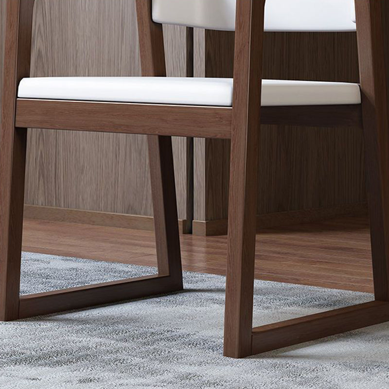 Traditional Chinese Bent Square Right Angle PU Leather Ash Wood Dining Chair Backrest For Dining Room