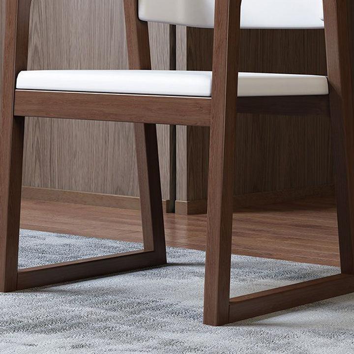 Traditional Chinese Bent Square Right Angle PU Leather Ash Wood Dining Chair Backrest For Dining Room