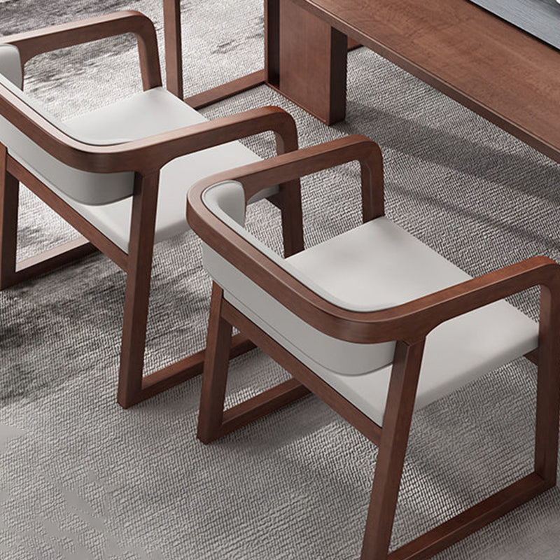 Traditional Chinese Bent Square Right Angle PU Leather Ash Wood Dining Chair Backrest For Dining Room