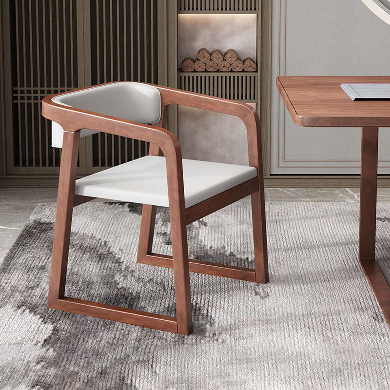 Traditional Chinese Bent Square Right Angle PU Leather Ash Wood Dining Chair Backrest For Dining Room