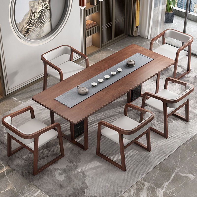 Traditional Chinese Bent Square Right Angle PU Leather Ash Wood Dining Chair Backrest For Dining Room