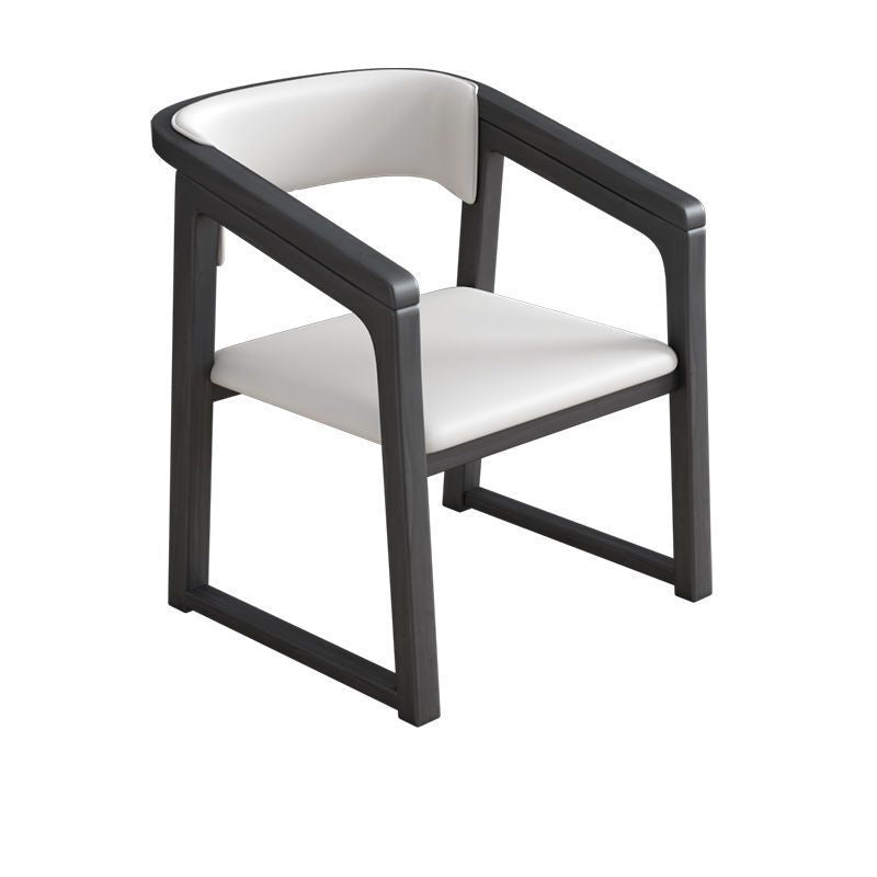 Traditional Chinese Bent Square Right Angle PU Leather Ash Wood Dining Chair Backrest For Dining Room