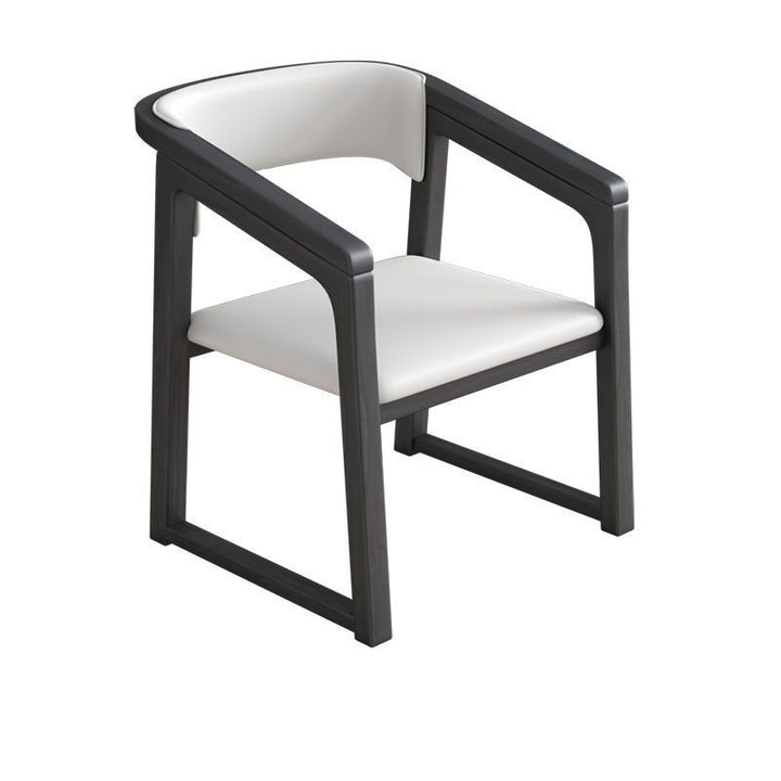 Traditional Chinese Bent Square Right Angle PU Leather Ash Wood Dining Chair Backrest For Dining Room