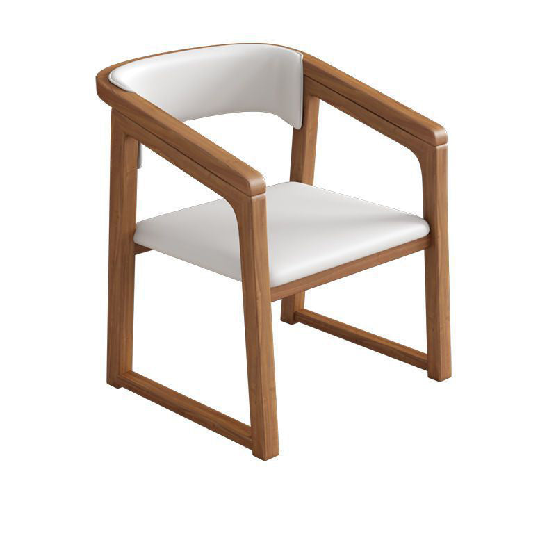 Traditional Chinese Bent Square Right Angle PU Leather Ash Wood Dining Chair Backrest For Dining Room