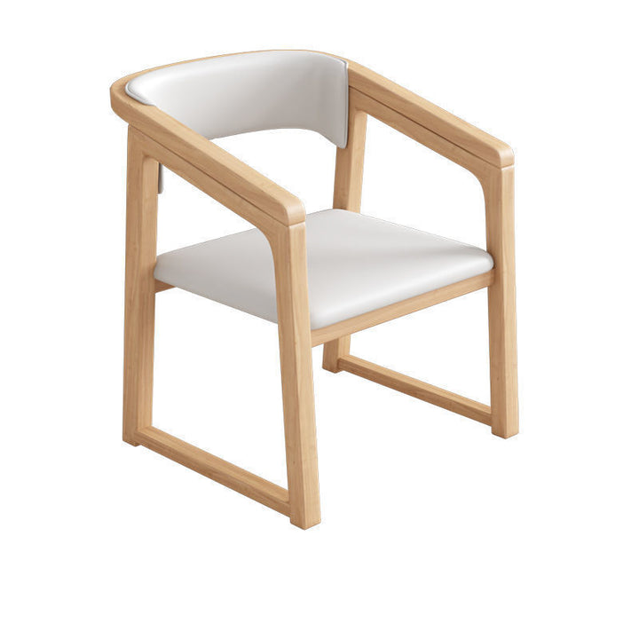 Traditional Chinese Bent Square Right Angle PU Leather Ash Wood Dining Chair Backrest For Dining Room