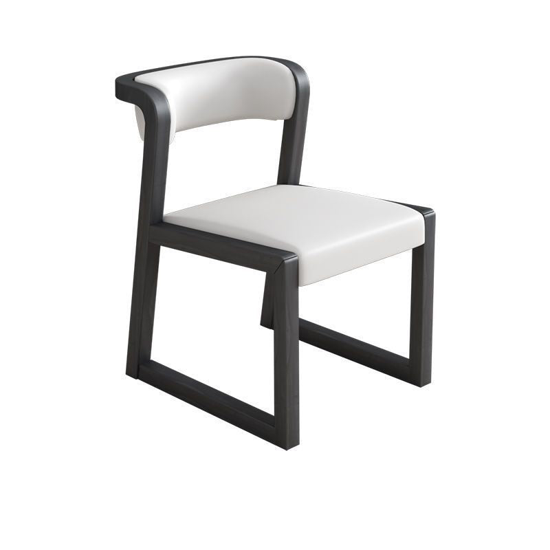 Traditional Chinese Bent Square Right Angle PU Leather Ash Wood Dining Chair Backrest For Dining Room