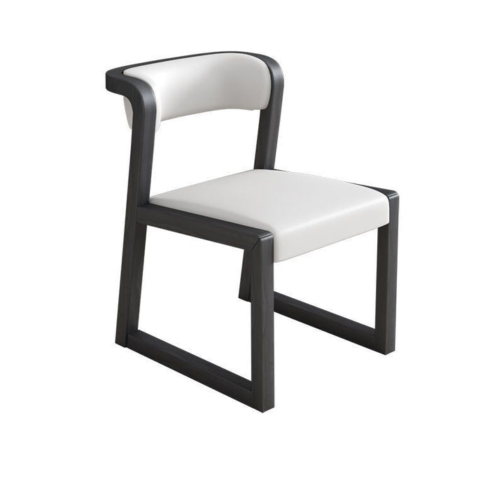Traditional Chinese Bent Square Right Angle PU Leather Ash Wood Dining Chair Backrest For Dining Room