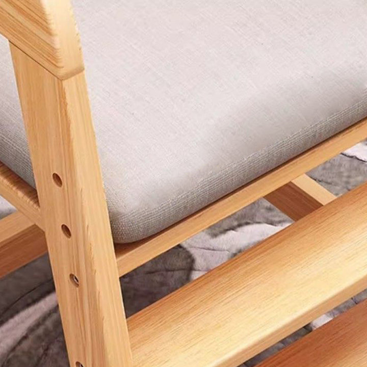 Moderne Einfachheit Kinder Dreifach Quadrat Stoff Gummibaumholz Esszimmerstuhl Rückenlehne Für Esszimmer 