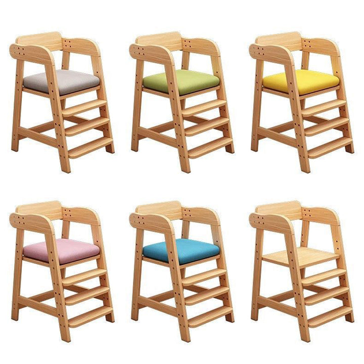 Moderne Einfachheit Kinder Dreifach Quadrat Stoff Gummibaumholz Esszimmerstuhl Rückenlehne Für Esszimmer 