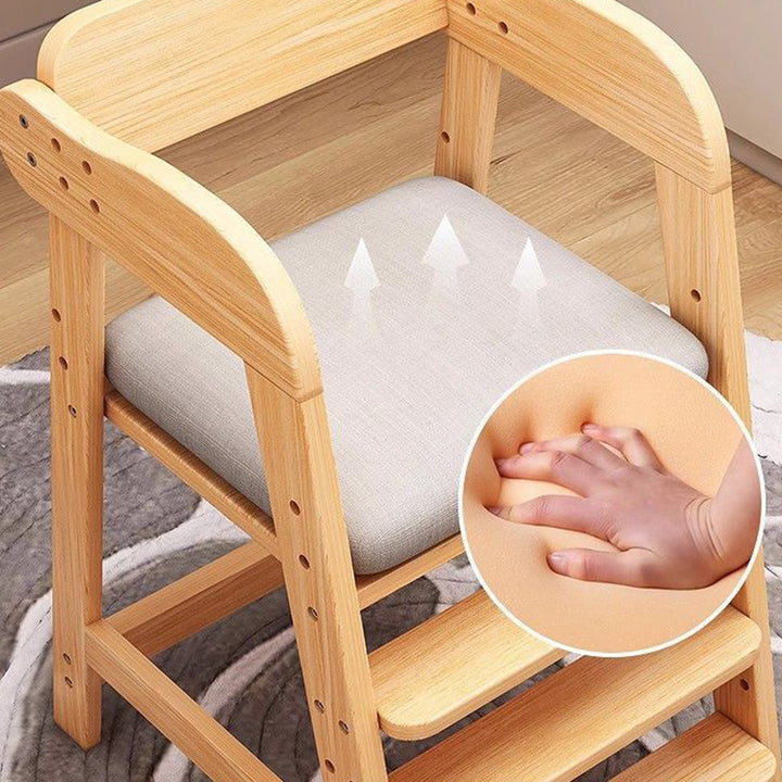 Moderne Einfachheit Kinder Dreifach Quadrat Stoff Gummibaumholz Esszimmerstuhl Rückenlehne Für Esszimmer 