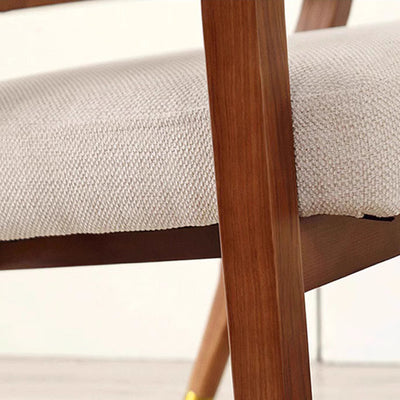 Contemporary Scandinavian Curved Hollow Square Linen Rattan Solid Wood Dining Chair Backrest For Dining Room