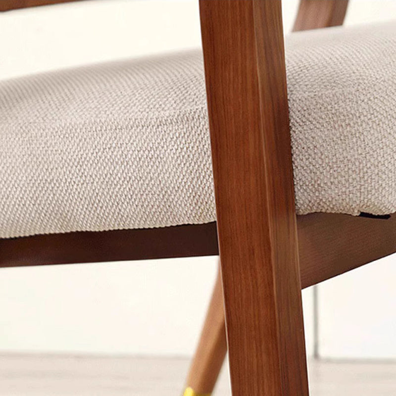 Contemporary Scandinavian Curved Hollow Square Linen Rattan Solid Wood Dining Chair Backrest For Dining Room