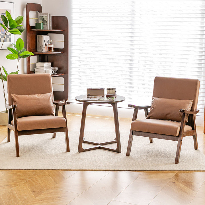 Chaise d'appoint japonaise traditionnelle à dossier et accoudoirs, en cuir synthétique, bois massif, de forme courbée rectangulaire, carrée et trapézoïdale, pour salon 