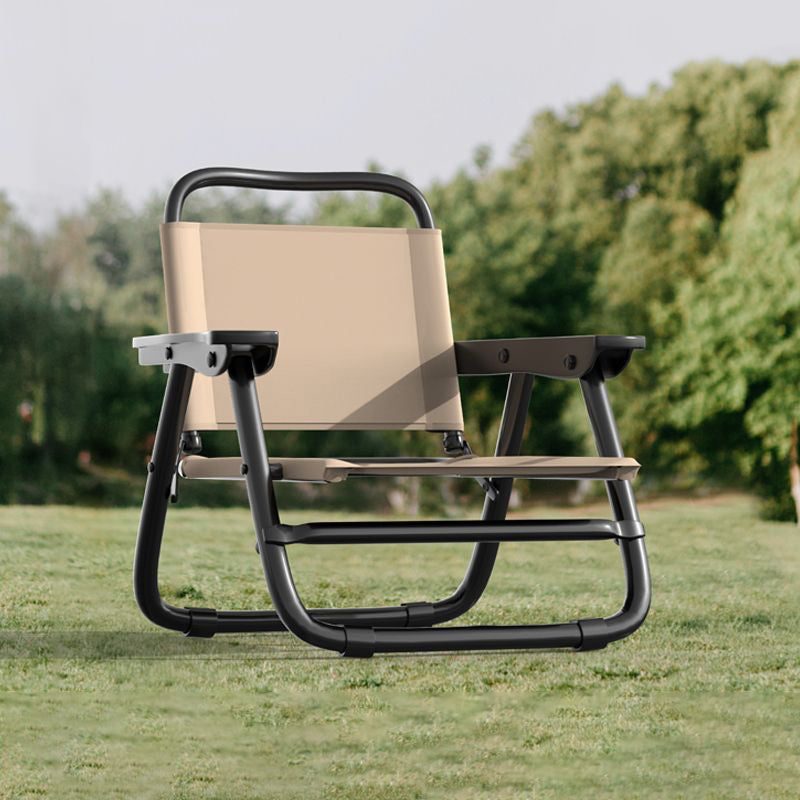 Moderner minimalistischer quadratischer Stuhl aus Oxford-Stoff mit Stahlrohr, Rückenlehne und Armlehne für den Außenbereich 